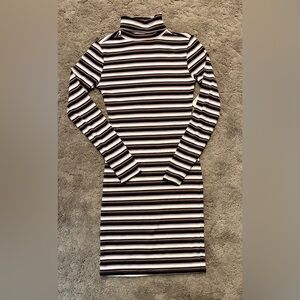 No Boundaries Black, light beige, pink and White Striped Long Sleeve Dress